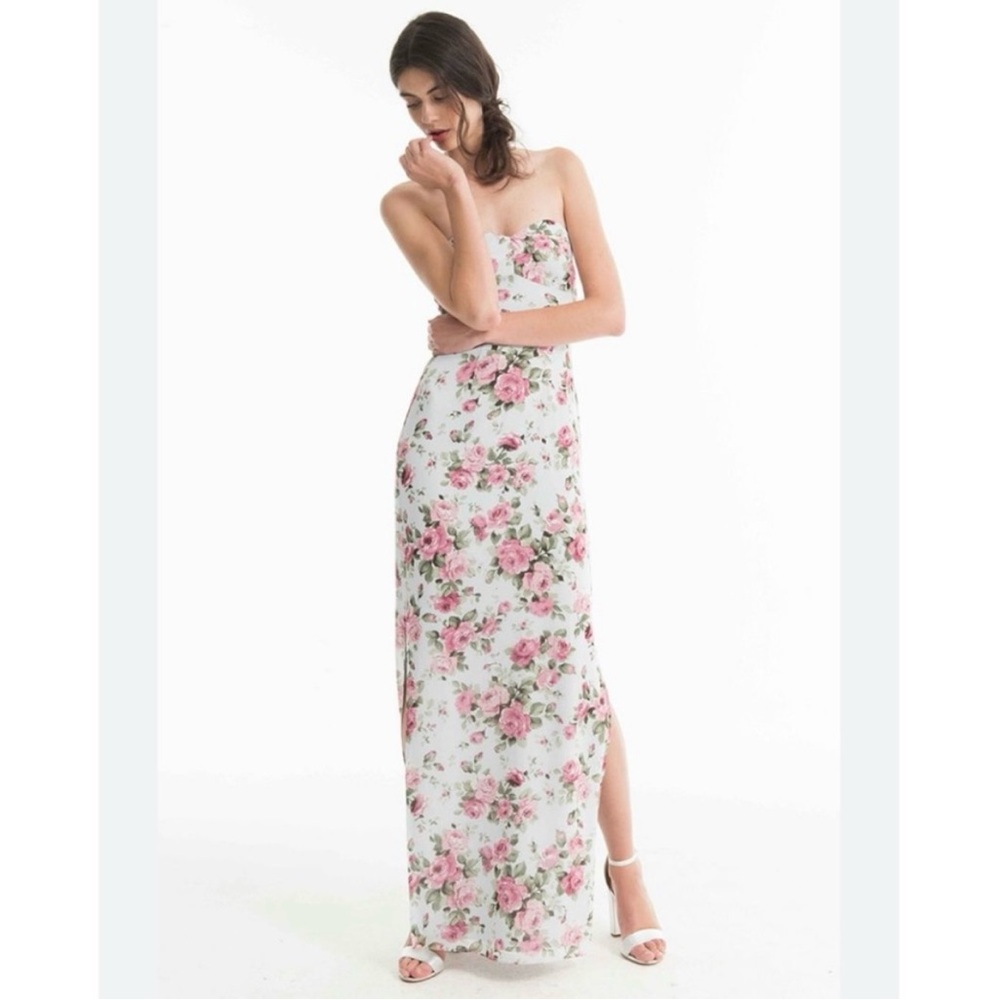 !NWT! Love Story Joanna August Long Rose Print Strapless Dress Women’s size 8